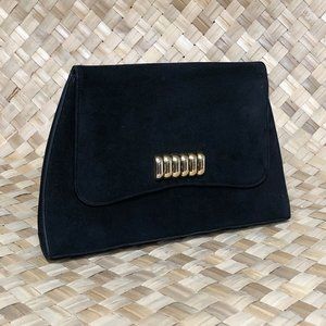 Stewart Weitzman black velvet clutch purse